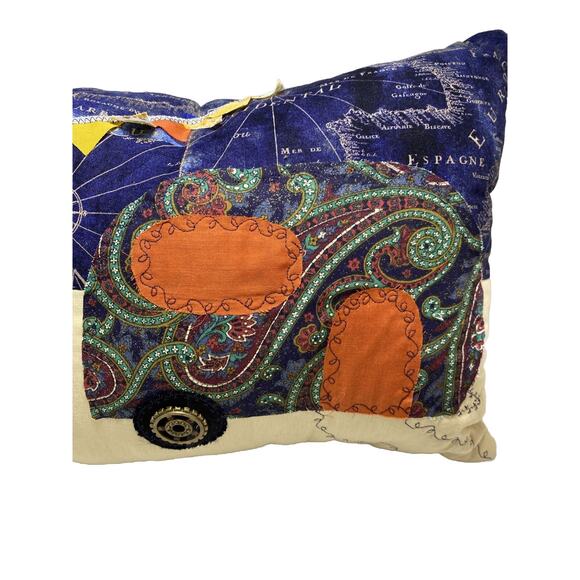 VTG Camping Throw Pillow Hand Made Seasons Fall Spring Reversible Quilted Embell - Picture 6 of 16